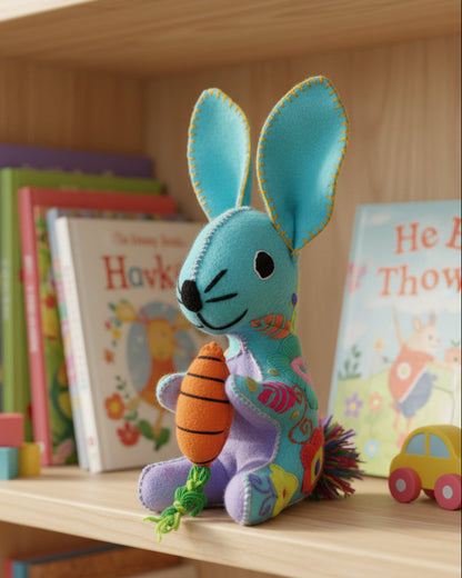 Turquoise Handmade Plush Stuffed Bunny