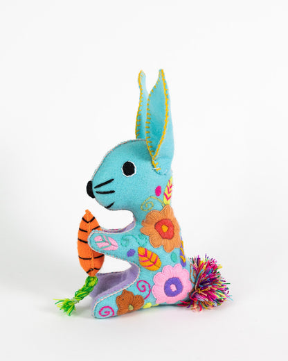 Turquoise Handmade Plush Stuffed Bunny