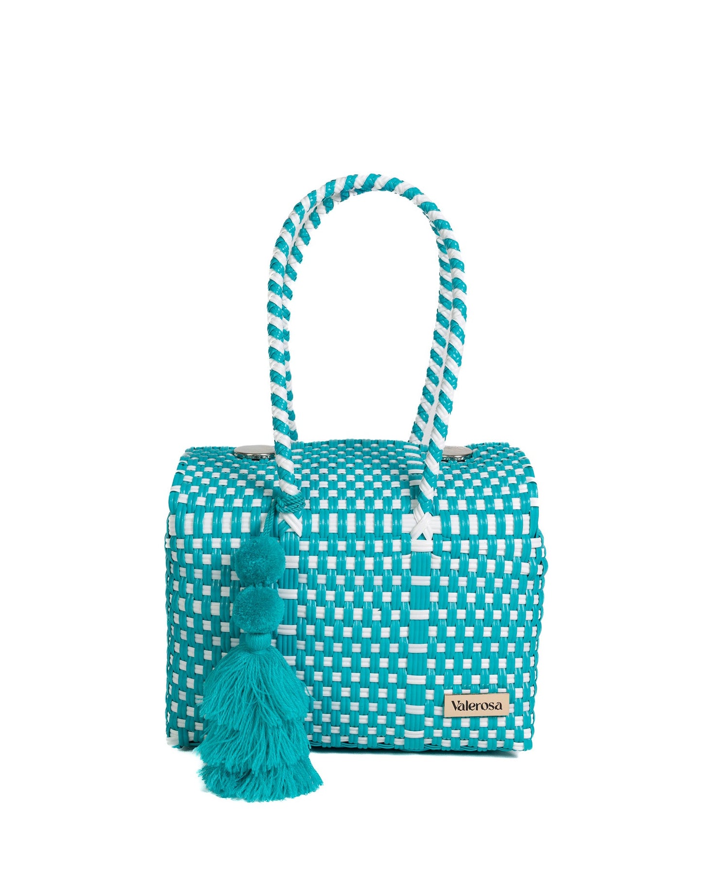 Dark Teal and White Checkered Mini Purse