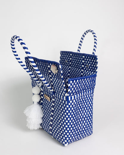 Navy and White Checkered Mini Purse