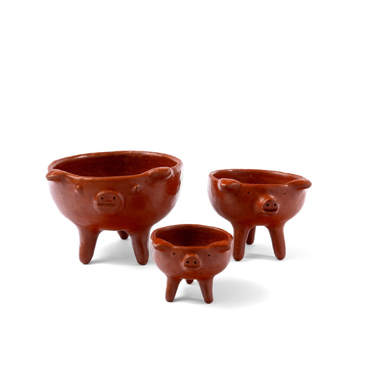 Oaxaca Red Clay Pig Bowl - Marranito Barro