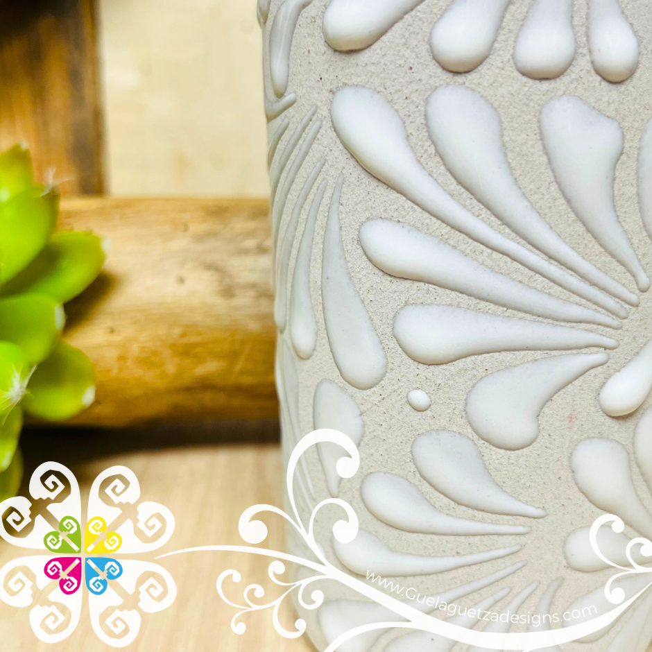 Set of White Espiga Cilindro Tall Cup - Set Clay Cup