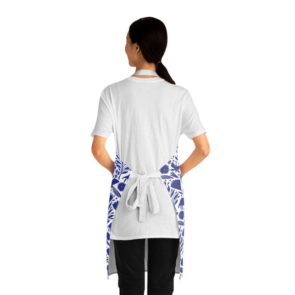 Blue Otomi Apron. Mexican folk art apron for Mexican wife, Mexican mother or Mexican friend.