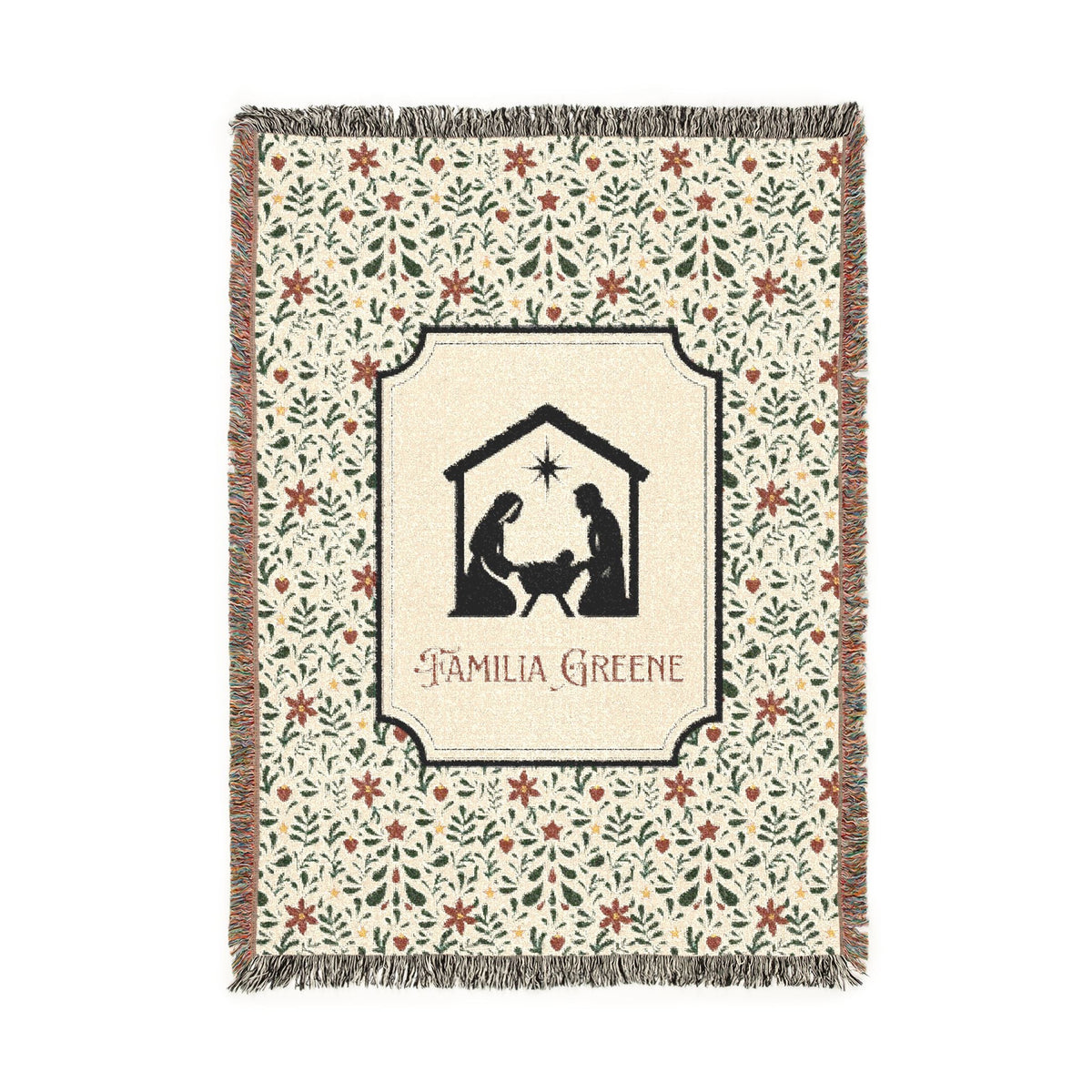 Christmas Nativity Scene Blanket Customized Navidad Cobija Talavera
