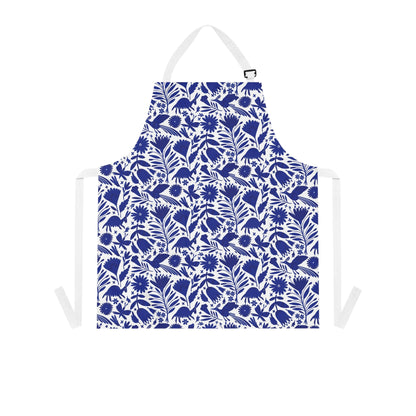 Blue Otomi Apron. Mexican folk art apron for Mexican wife, Mexican mother or Mexican friend.