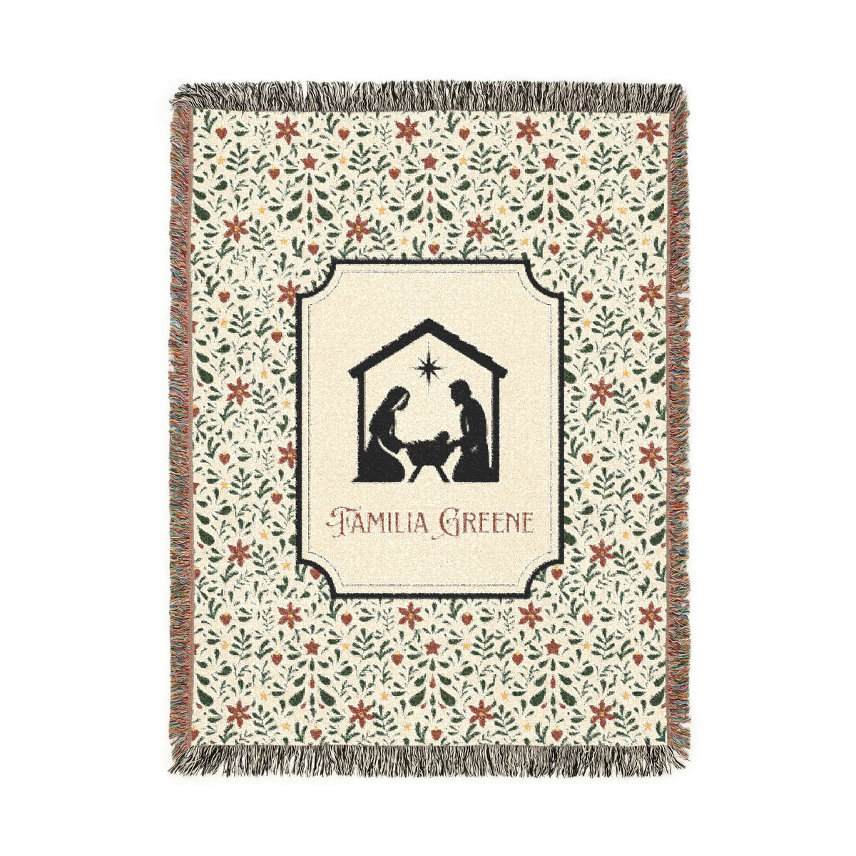 Christmas Nativity Scene Blanket Customized Navidad Cobija Talavera