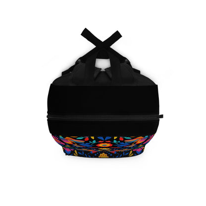 Mexican Backpack. Otomi Mexican Black and colorful back pack with Mexican art bag. Casual backpack for work, adventure or school.