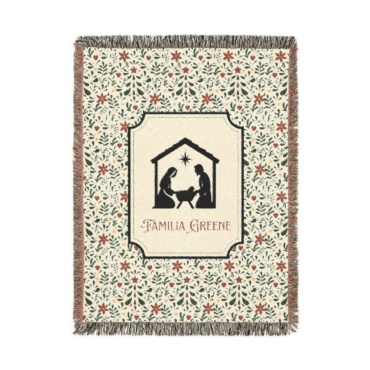 Christmas Nativity Scene Blanket Customized Navidad Cobija Talavera