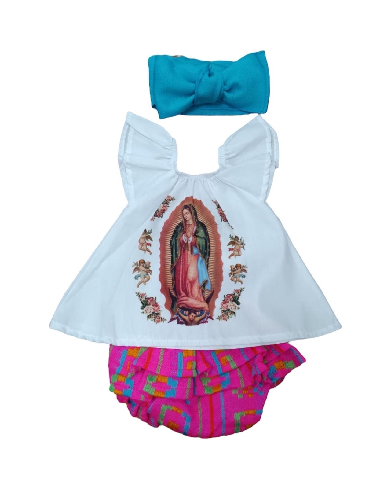 Guadalupe Girls Outfit 3pc Set - Juego Vestido Virgen de Guadalupe Nina
