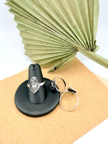 Silver Sterling 925 Sacred Heart Ring- Anillo Sagrado Corazón