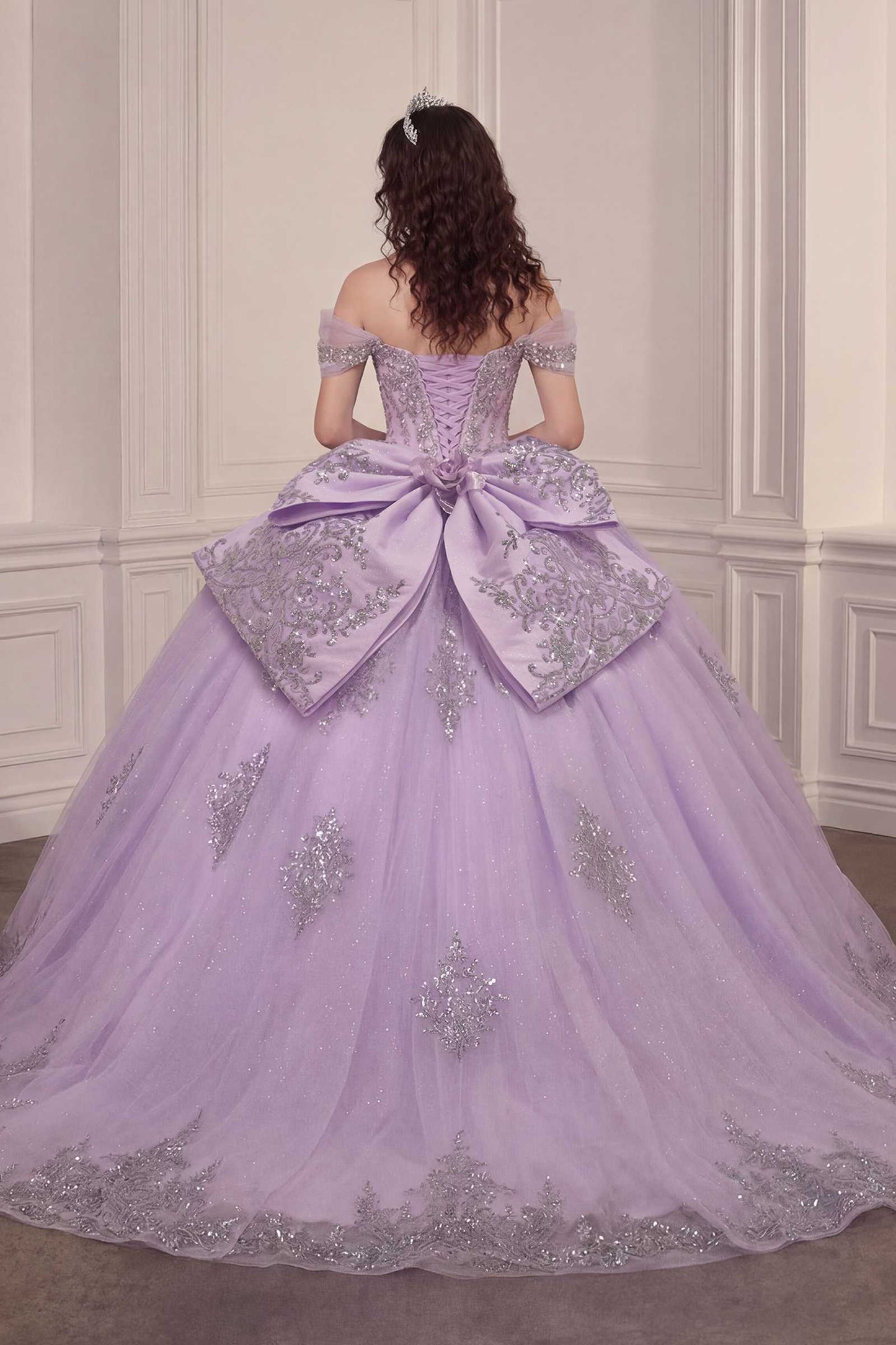 Ladivine 15730 Glitter Tulle Embroidered Lace Applique Sweet 16 Gown
