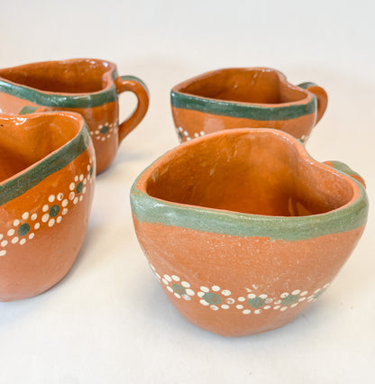 Tonala Mexican Clay Heart Set Mug and Plate Lead Free Clay Mug Taza De Corazon Terracotta