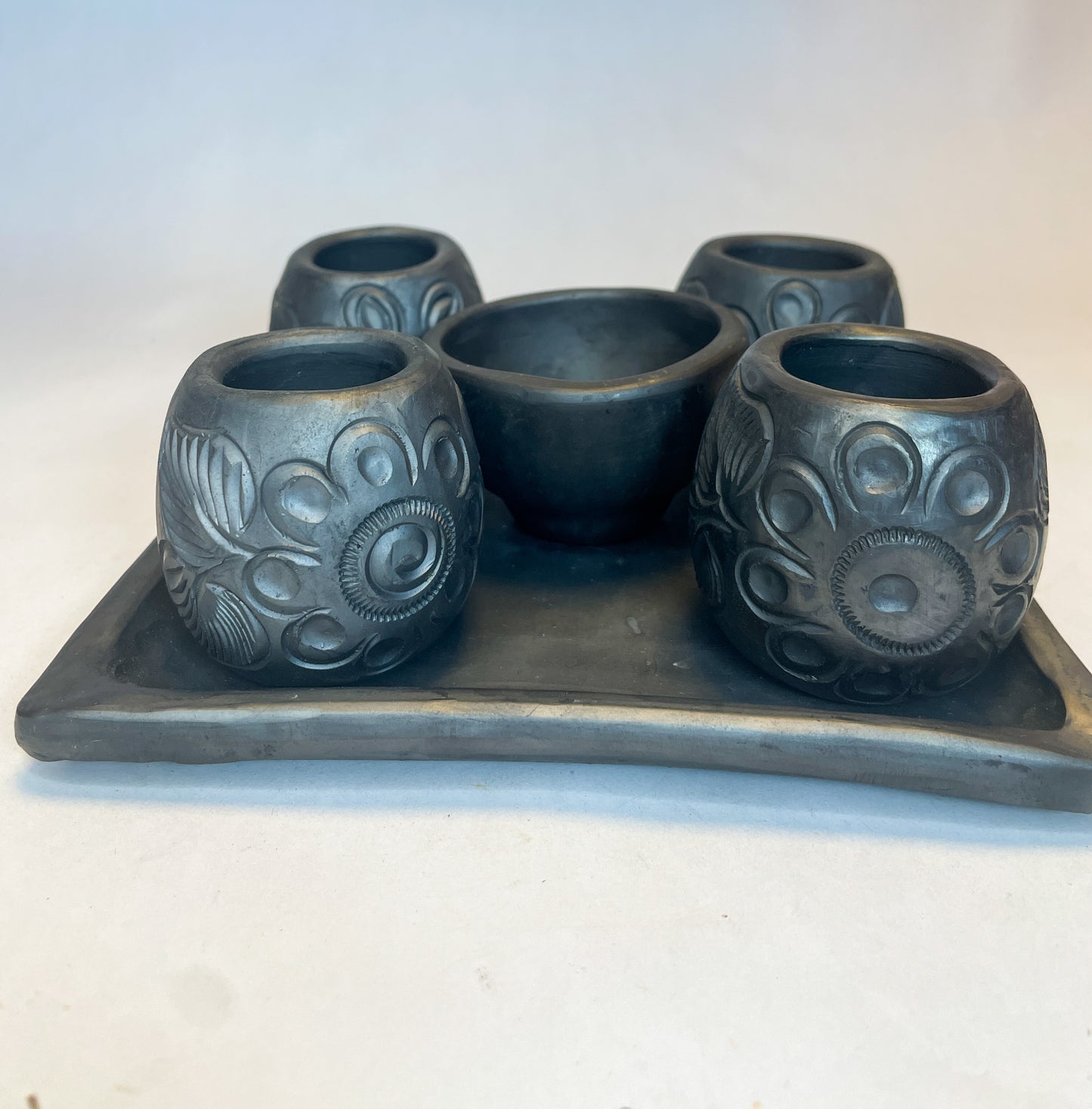 Oaxaca Black Clay Tequila Shot Set 6 Pc Juego Tequilero Barro Negro