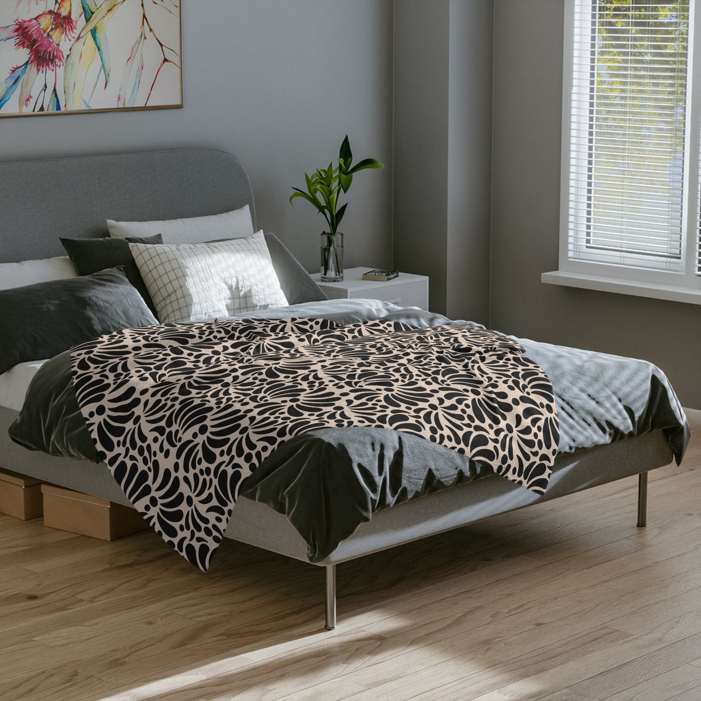 Black Talavera Soft Blanket - Covina Talavera Negra