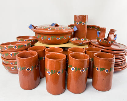 Michoacan Red Clay Pottery Dinnerware Set - Vajilla de Barro