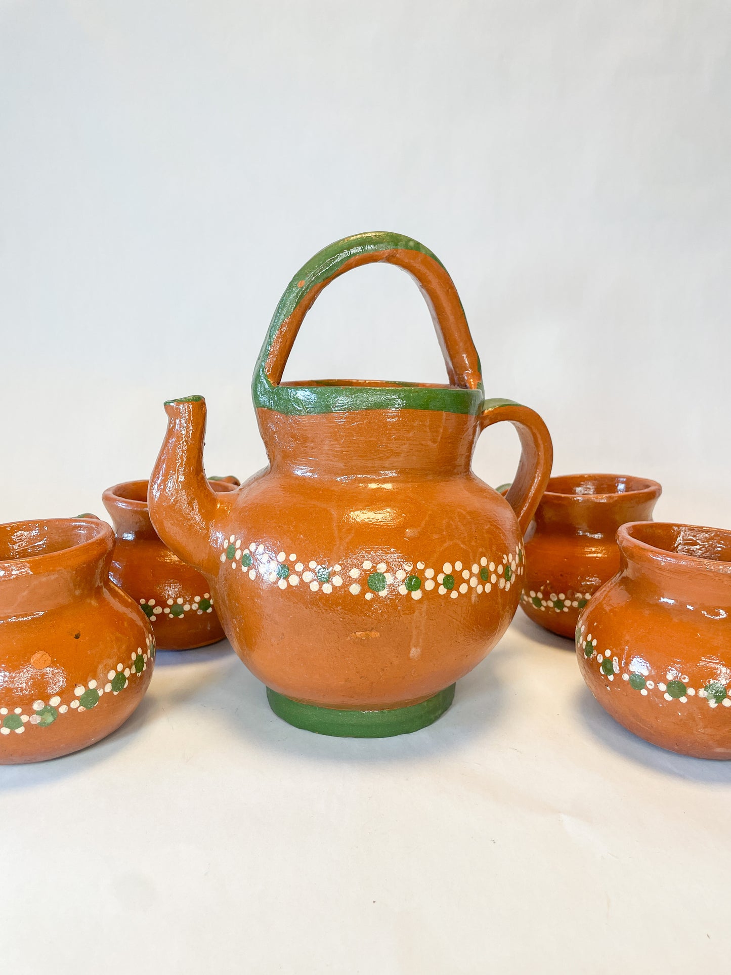 Tonala Mexican Tea Pot Tetera de Barro Lead Free Pottery Tea Pot Mexican Clay Pot