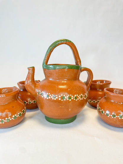 Tonala Mexican Tea Pot Tetera de Barro Lead Free Pottery Tea Pot Mexican Clay Pot