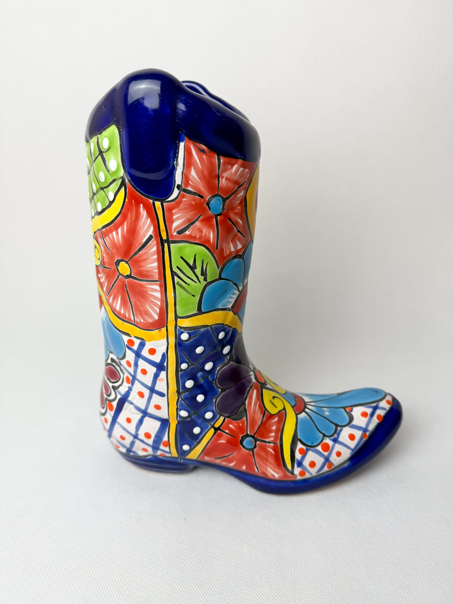 Cowboy Boot Planter 10 In Talavera Boot Vase Talavera Flower Pot Western Home Decor