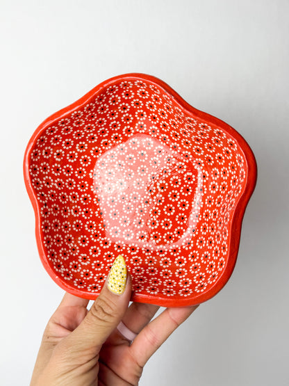 Michoacan Capulineado Clay Plate Flower Shaped Plato Flor Capula
