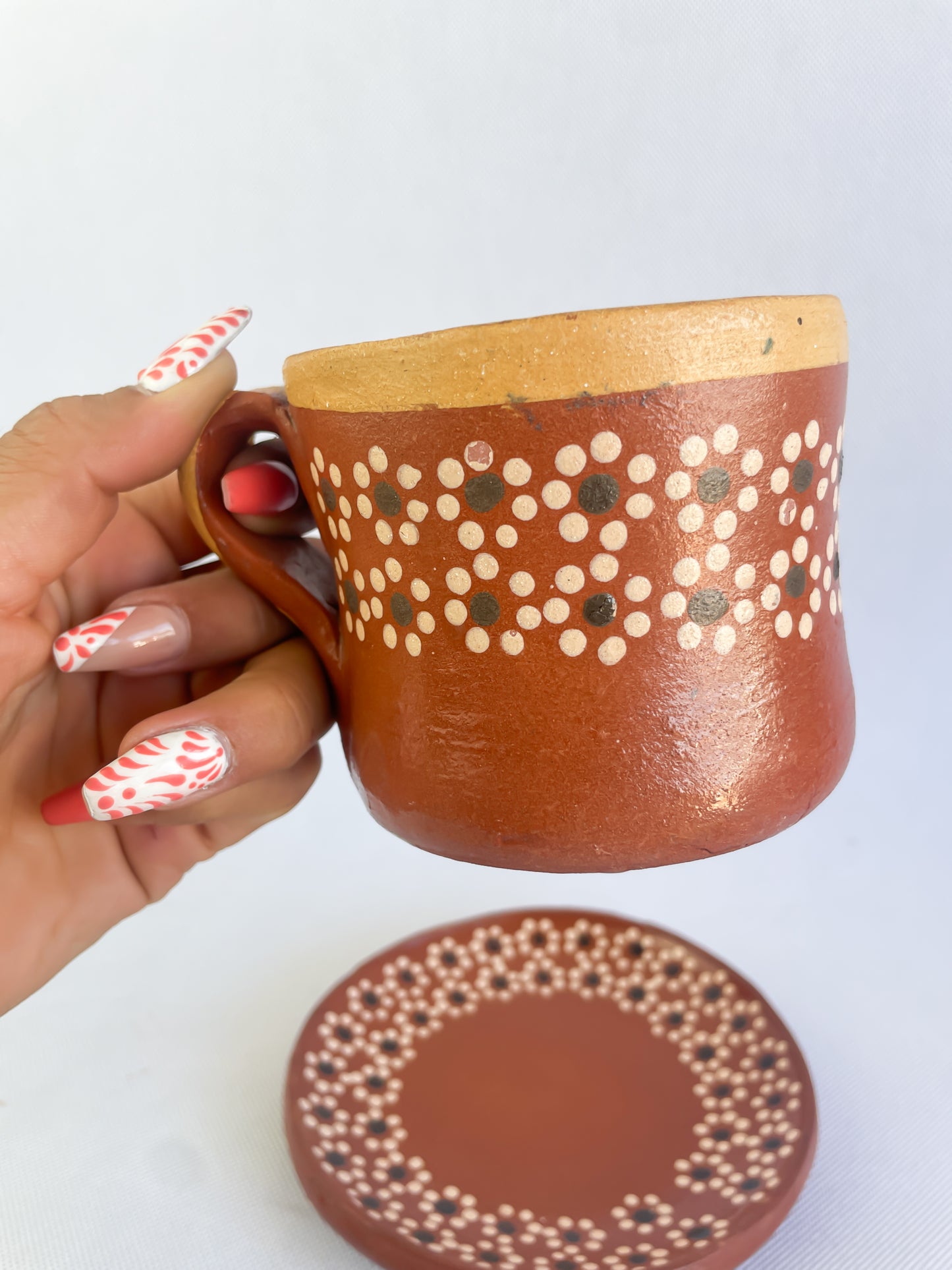 Michoacan Mexican Clay Mug and Plate Set Lead Free Clay Mug Taza