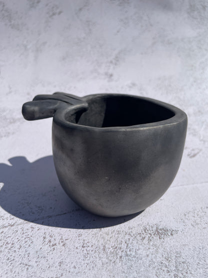 Oaxaca Black Clay Heart Shaped Bowl with Spoon Tazón de Corazón