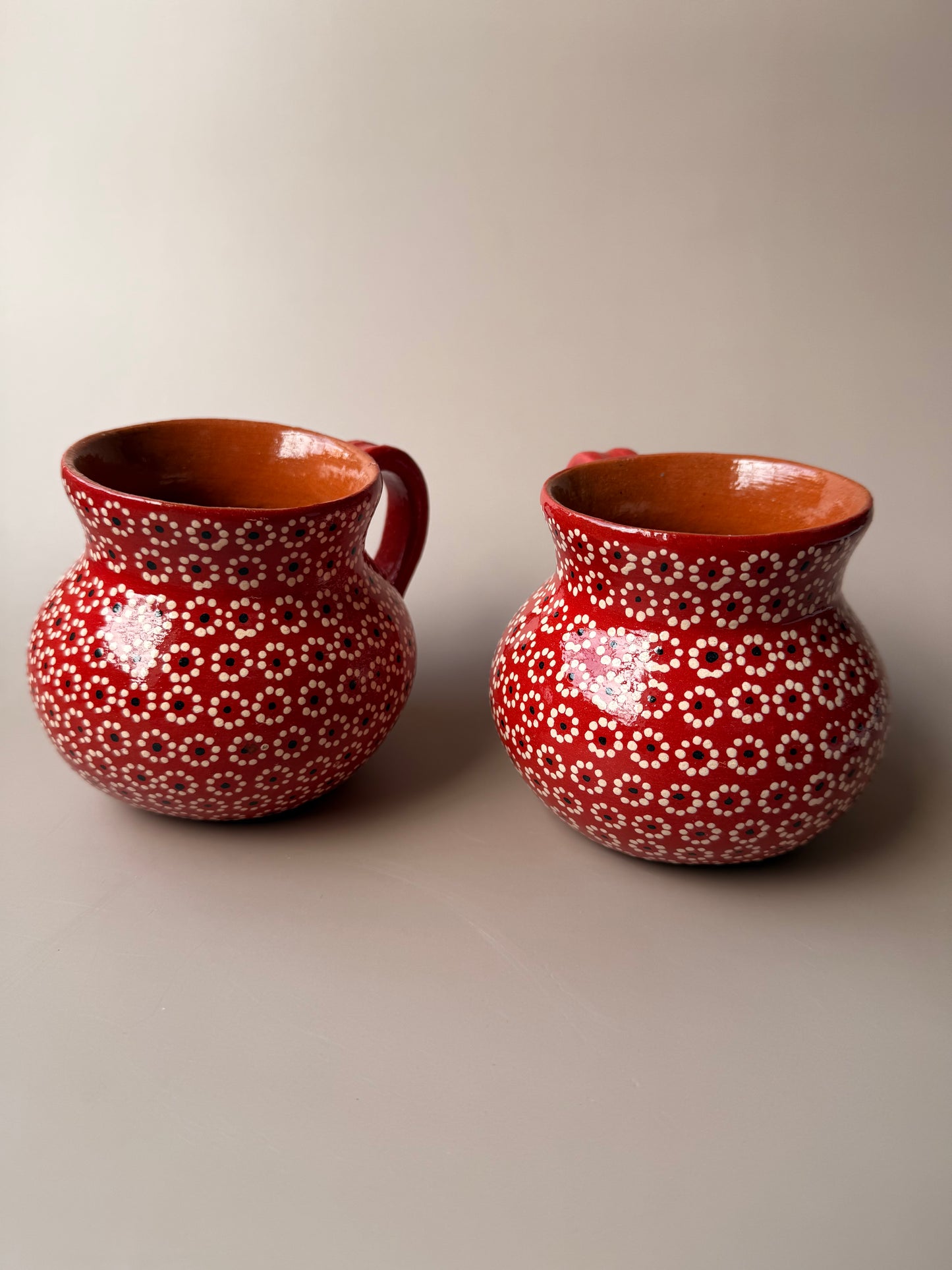 Michoacan Mexican Clay Mugs Set of 2 Capula Design Mugs Clay Mugs