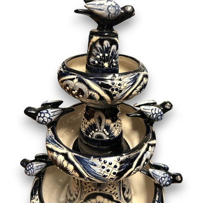 Talavera Blue & White Fountain | Authentic Mexican Ceramic Water Feature