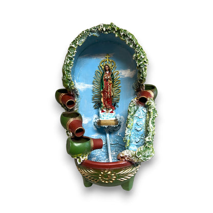 Handcrafted Mexican Outdoor Fountain | Painted Traditional Water Feature