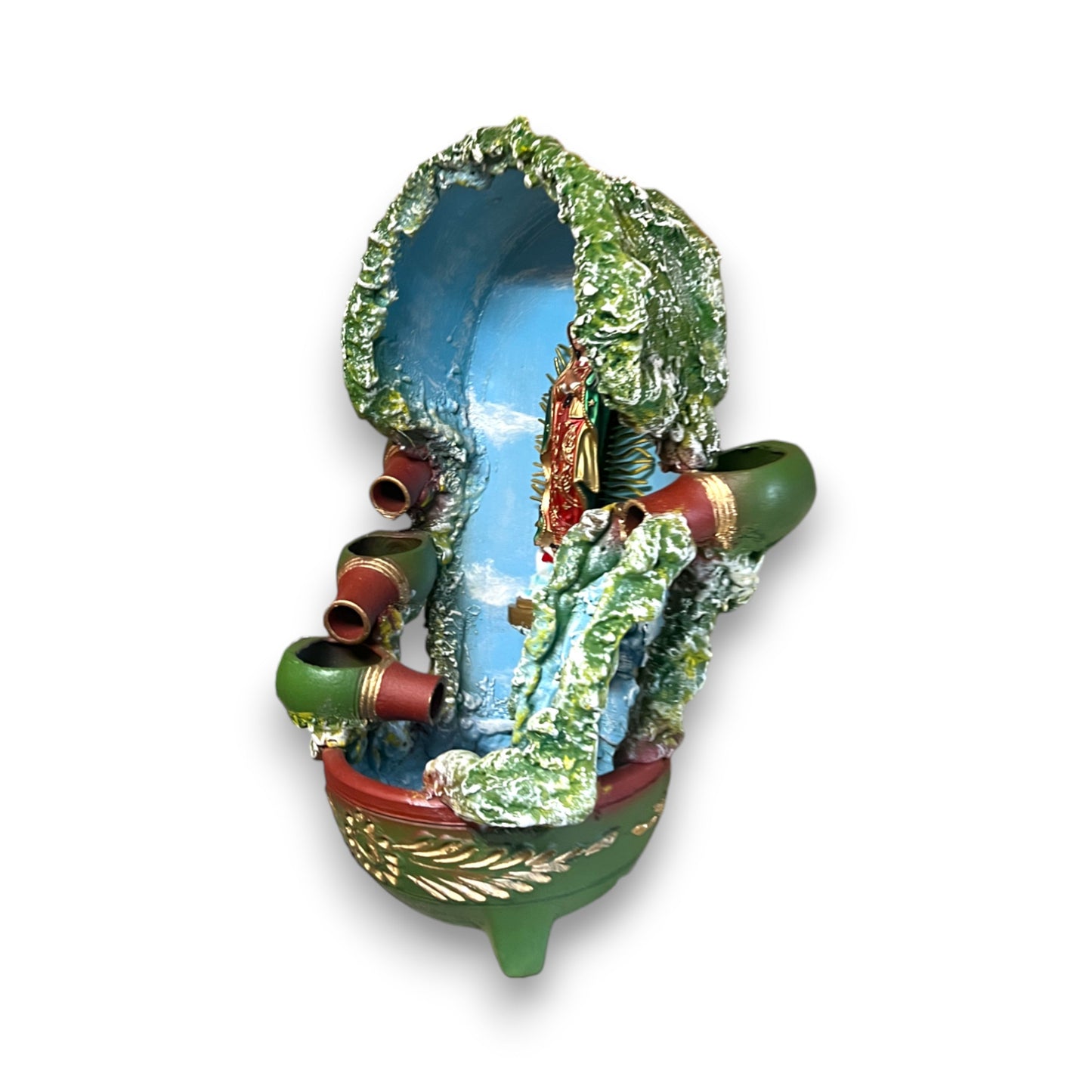 Handcrafted Mexican Outdoor Fountain | Painted Traditional Water Feature