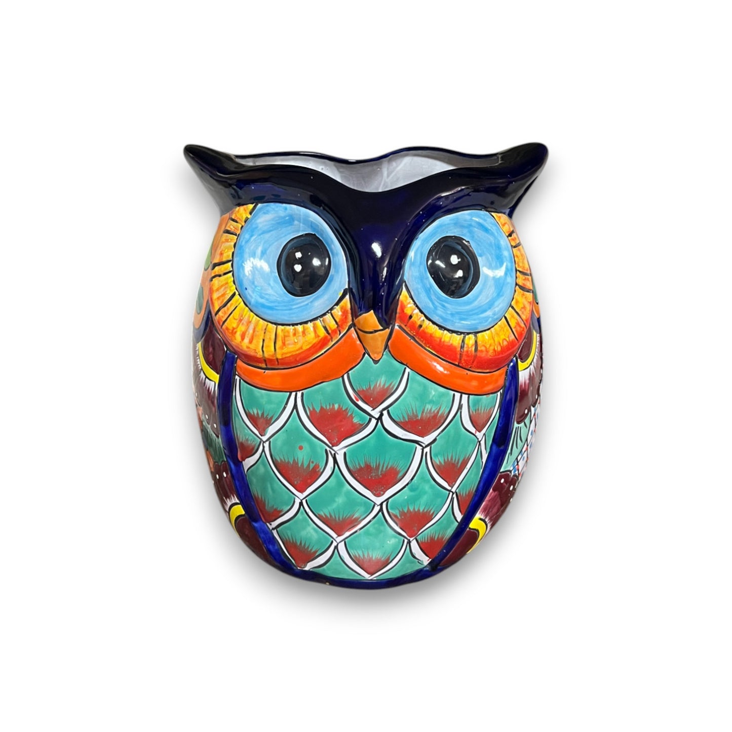 Extra Large Talavera Owl Planter | Hand-Painted Mexican Décor