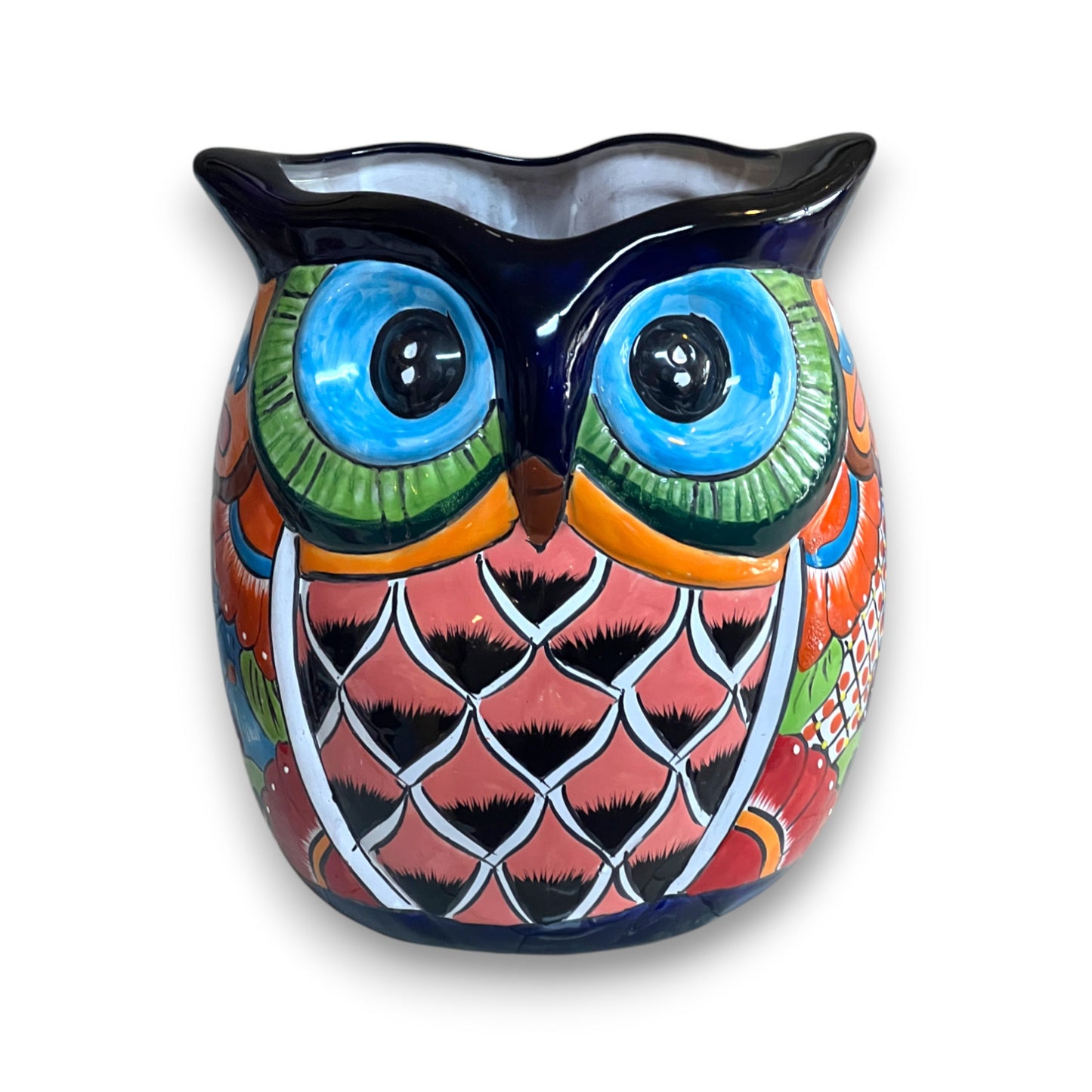Extra Large Talavera Owl Planter | Hand-Painted Mexican Décor