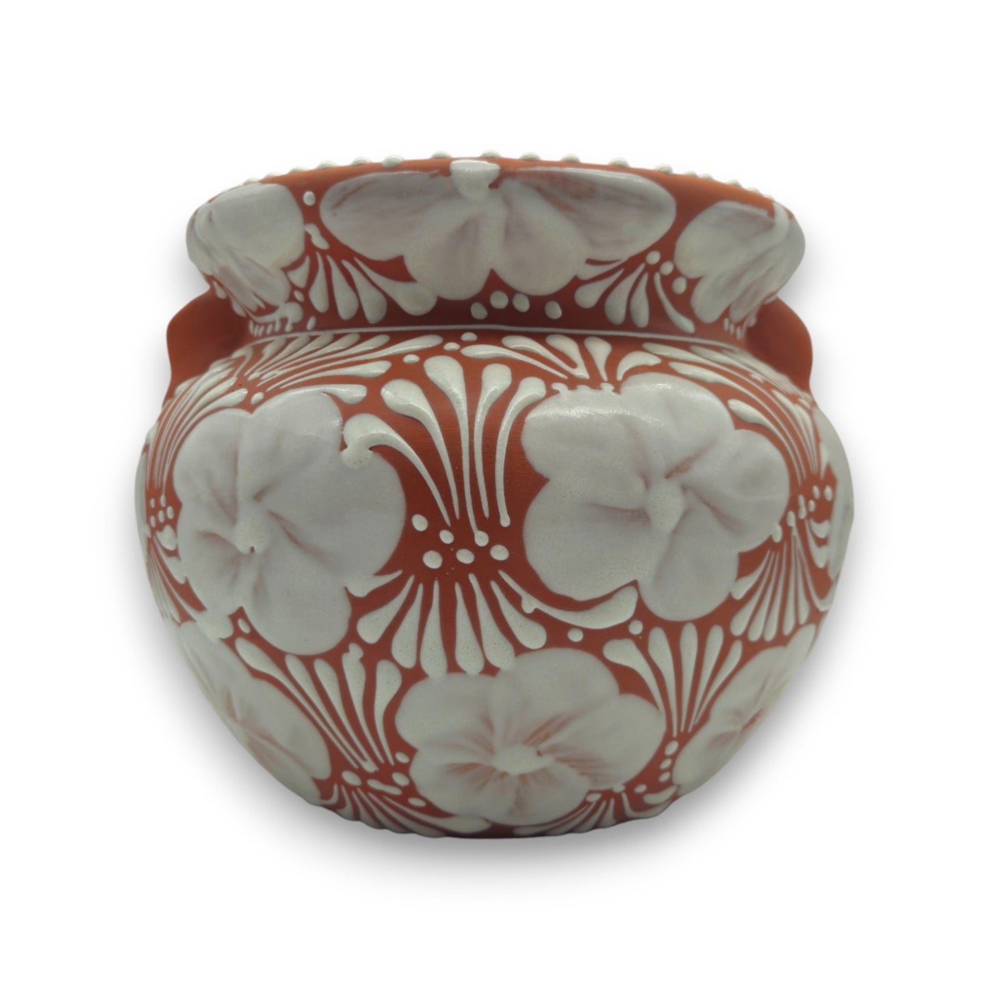 Handcrafted Talavera Flower Pot | Terracotta & White Design