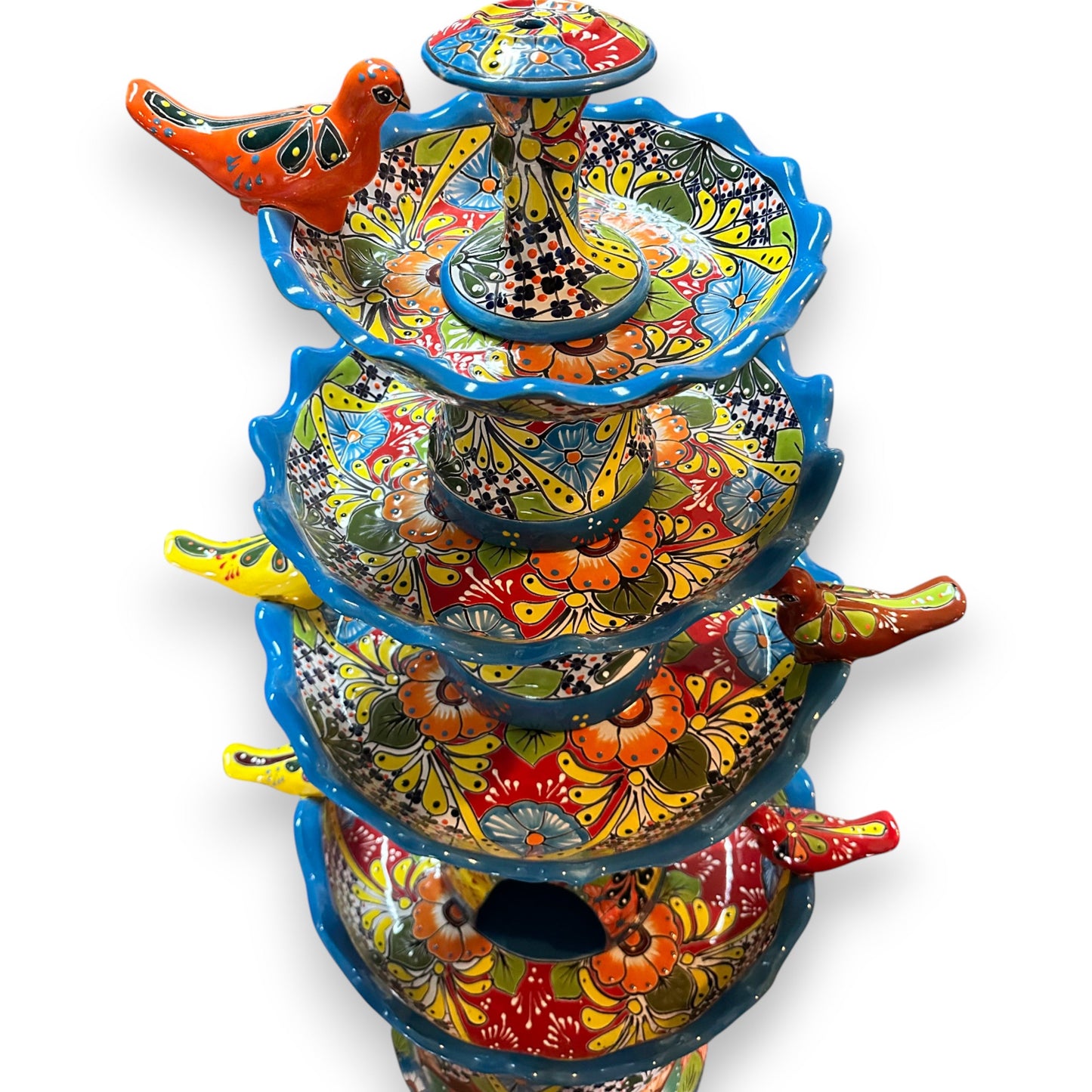Grand Talavera Garden Fountain | Handcrafted Mexican Art