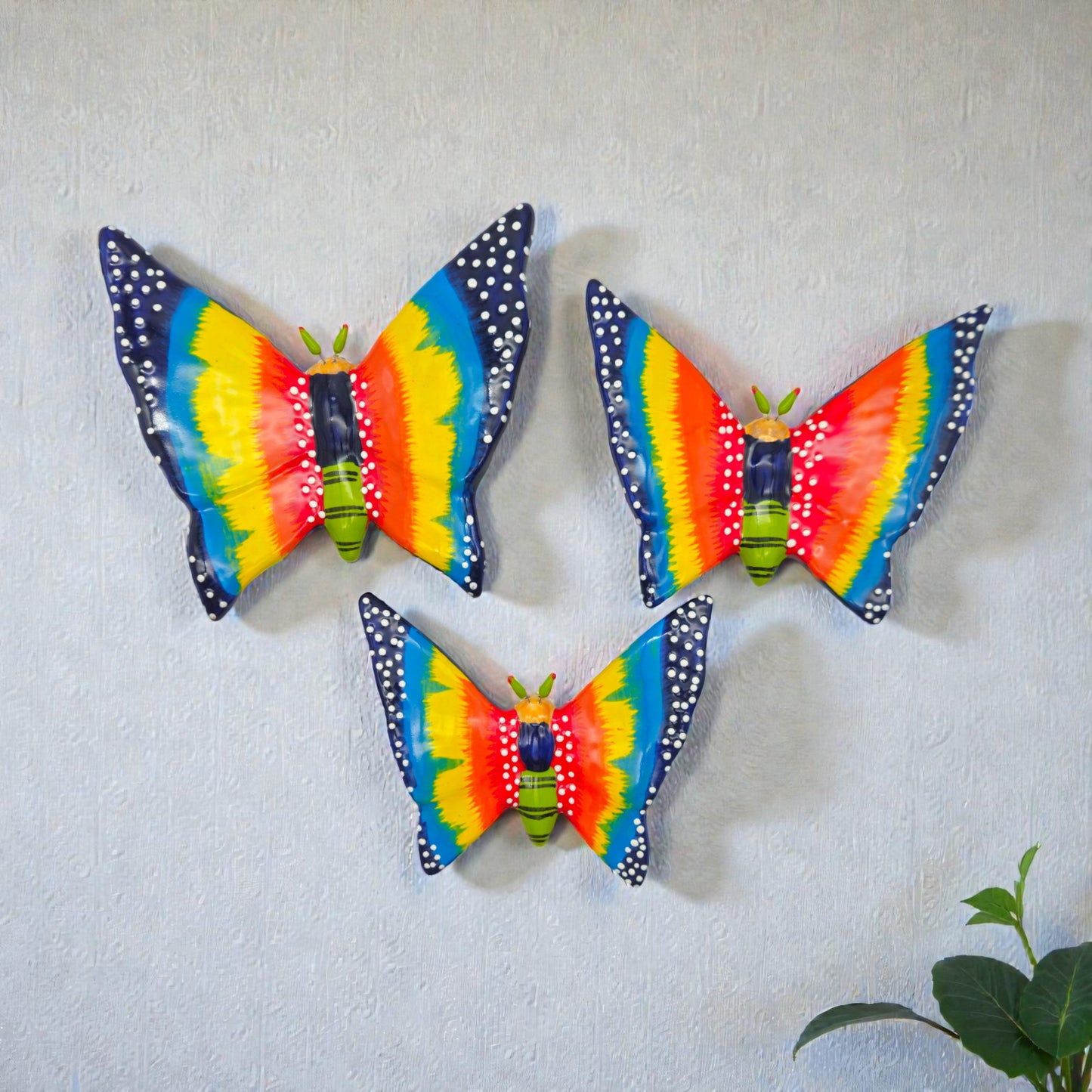 Set of 3 Talavera Butterfly Wall Hangings | Handmade Ceramic Decor