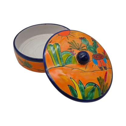 Handcrafted Talavera Tortilla Warmer | Colorful Mexican Sleeping Man Panchito