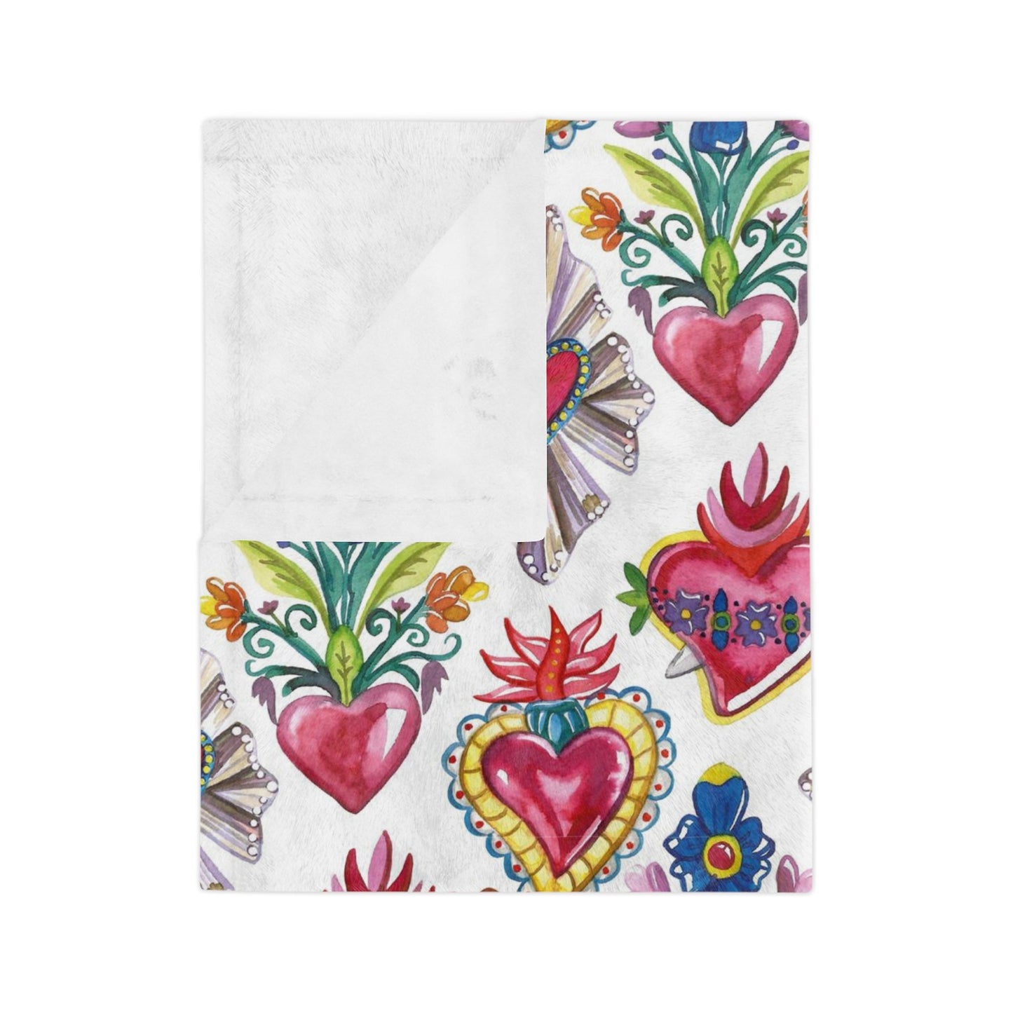 Mexican Sacred Heart Soft Printed Blanket - Sagrado Corazón Cobija