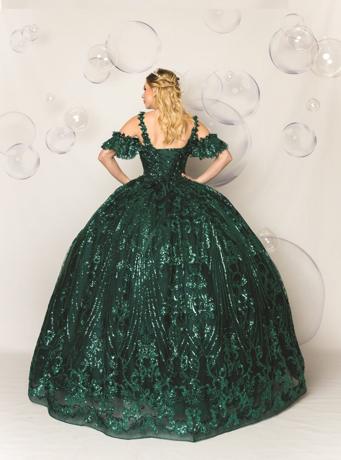 (Live 41)Quinceanera Ball Gown Dress - 3d Flower & Metallic Embroidery, Short Sleeve, Elegant Classic Summer Style for Special Occasions