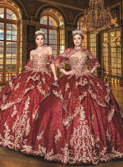 (Live 39)Quinceanera Ball Gown Dress ROYAL/GOLD BG/GOLD