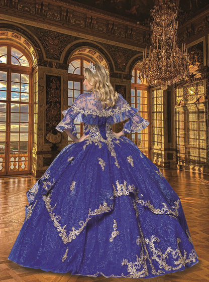 (Live 39)Quinceanera Ball Gown Dress ROYAL/GOLD BG/GOLD