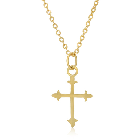 FLEURY 14K CROSS NECKLACE - Collar Cruz Oro 14k