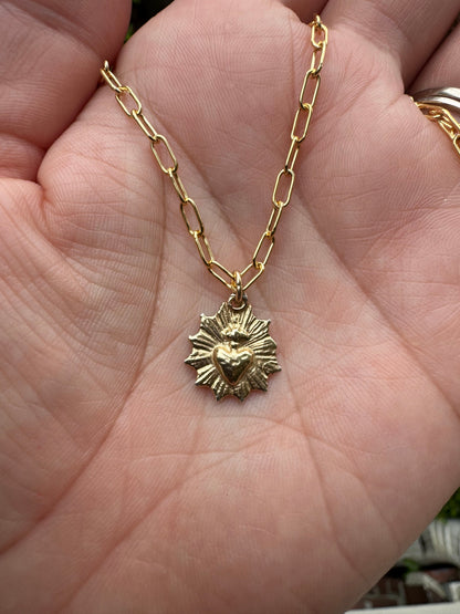 Gold Vermeil Most Sacred Heart Scalloped Necklace