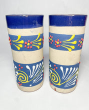 Load image into Gallery viewer, Jalisco Engobe Clay Cups Set of 2 Mexican Tumbler Vasos de Engobe Jaiboleros Vasos De Barro
