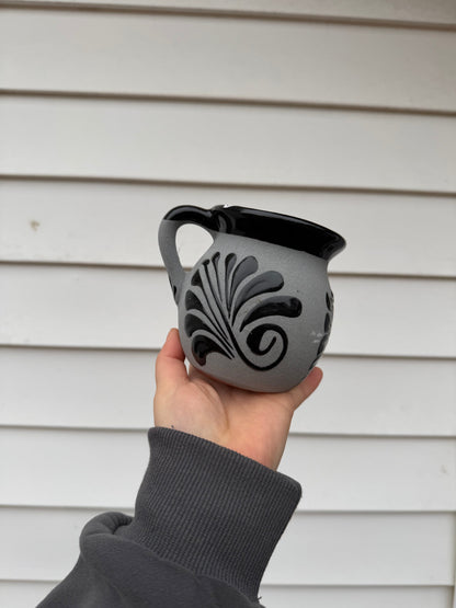 Talavera Style Black & Gray Coffee Mug -  Barro Taza Jarrett