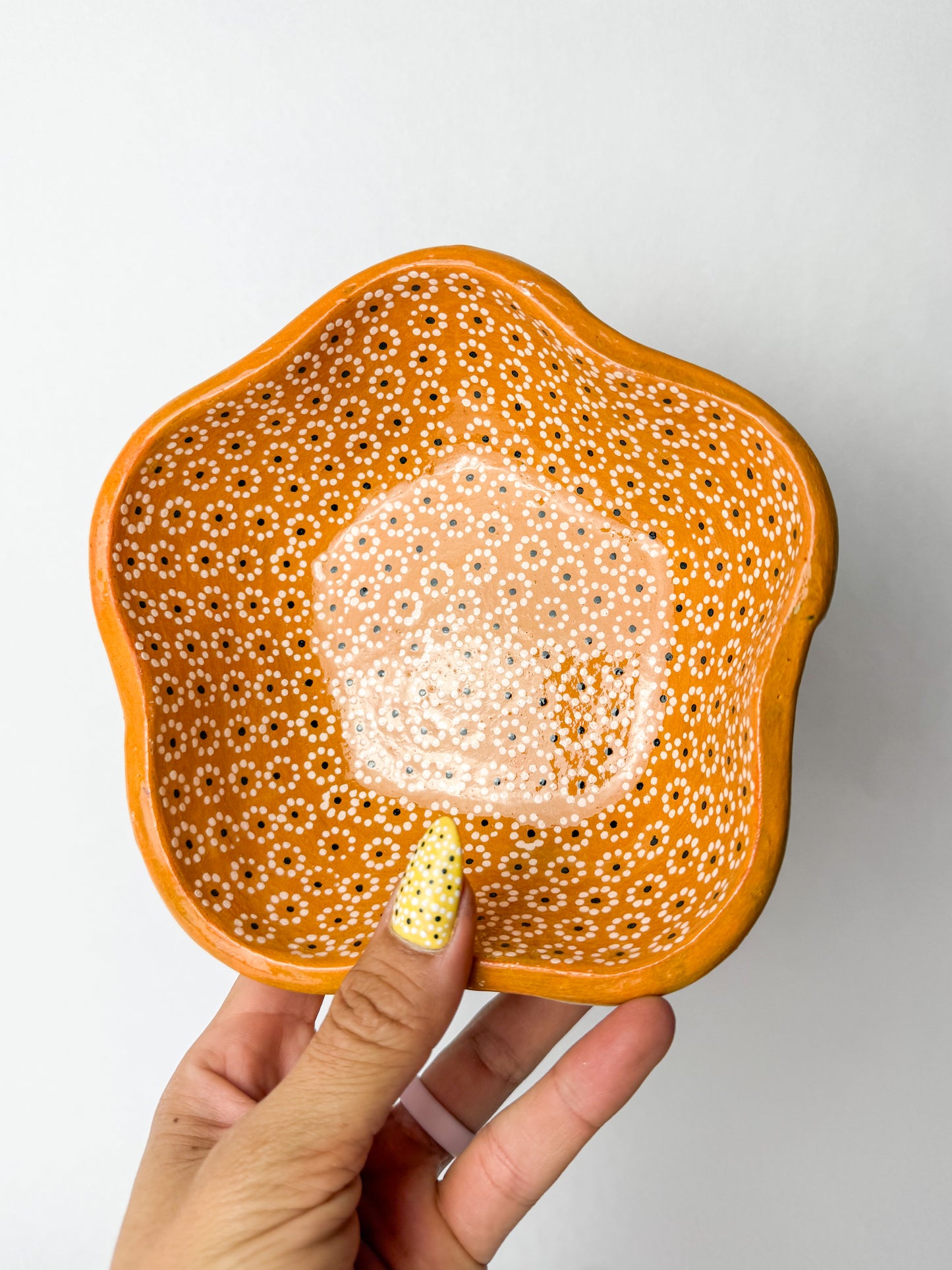Michoacan Capulineado Clay Plate Flower Shaped Plato Flor Capula