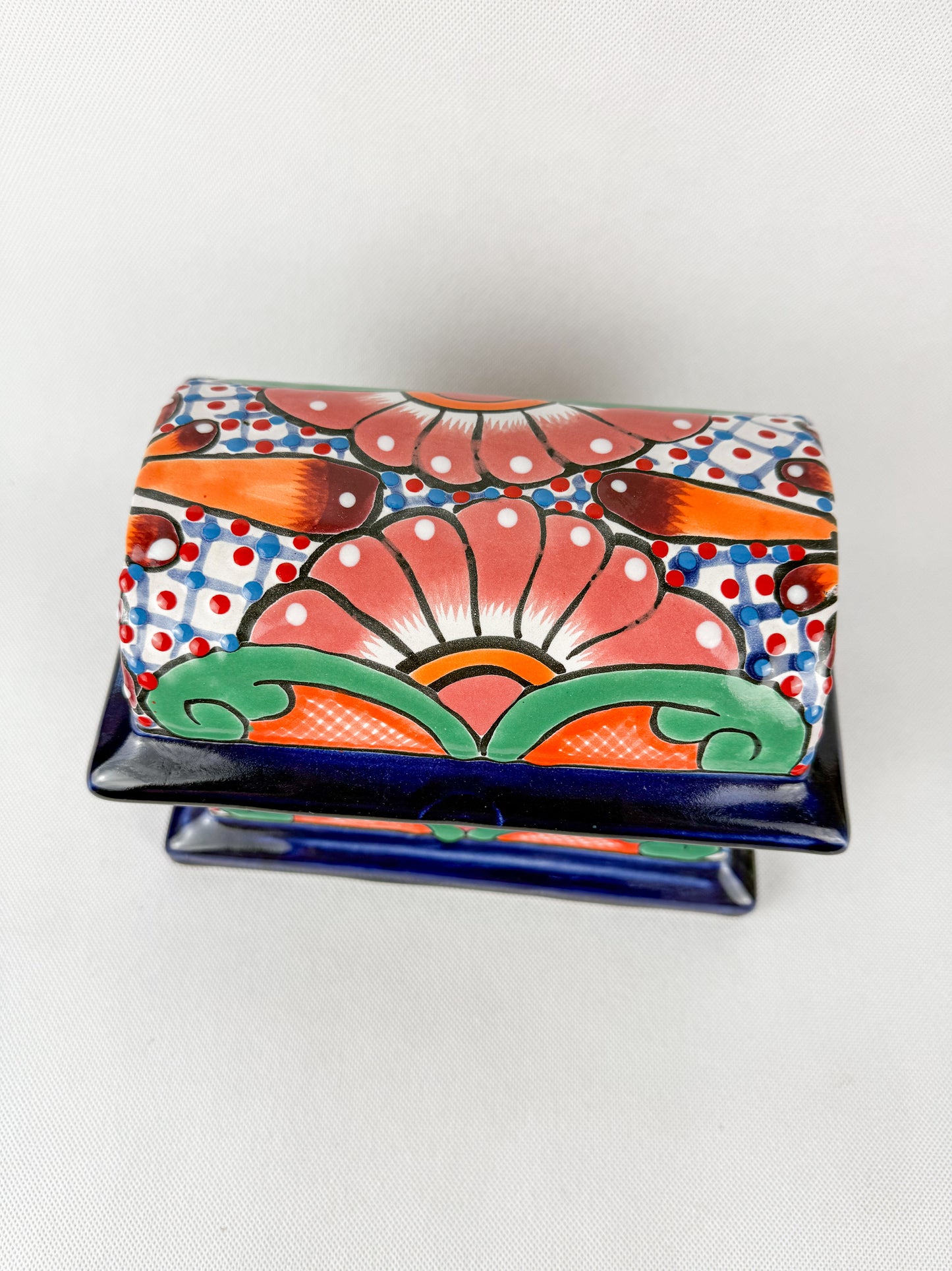 Mexican Pottery Chest Trinket Box Talavera Baul