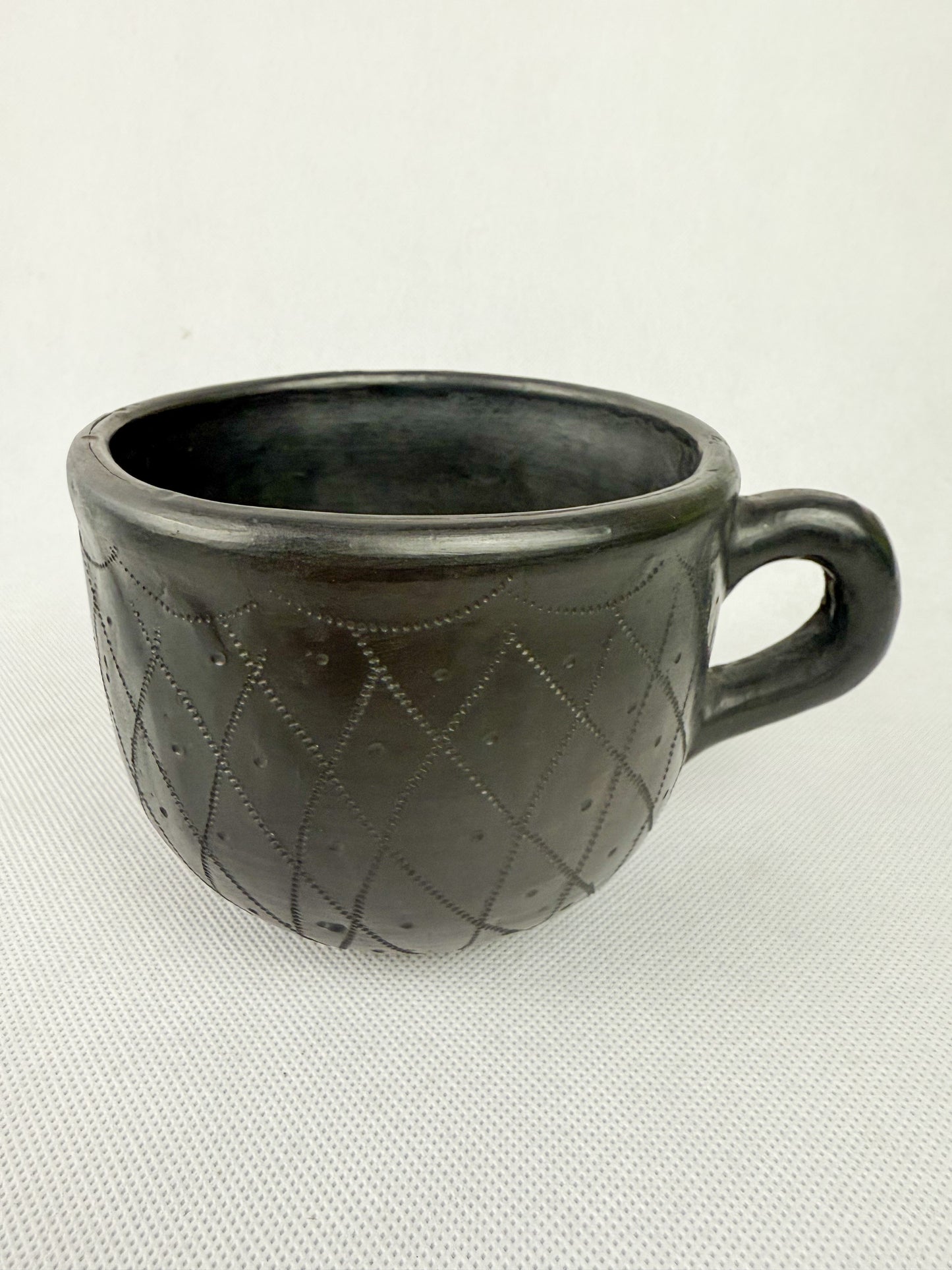 Oaxaca Black Clay Mugs With Plate Taza Con Plato Barro Negro Black Pottery