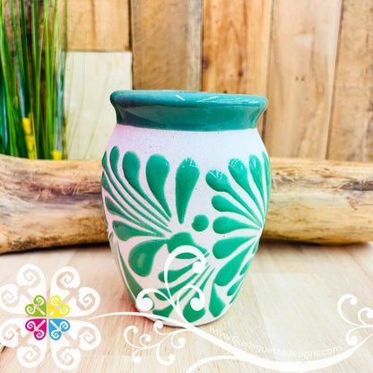 Set of Teal Espiga Plumeado Cantarito Cup - Set Clay Cantarito