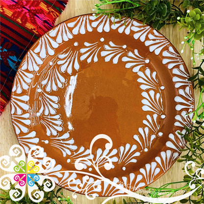 Natural with White Espiga Dinner Plate 10" - Clay Plate