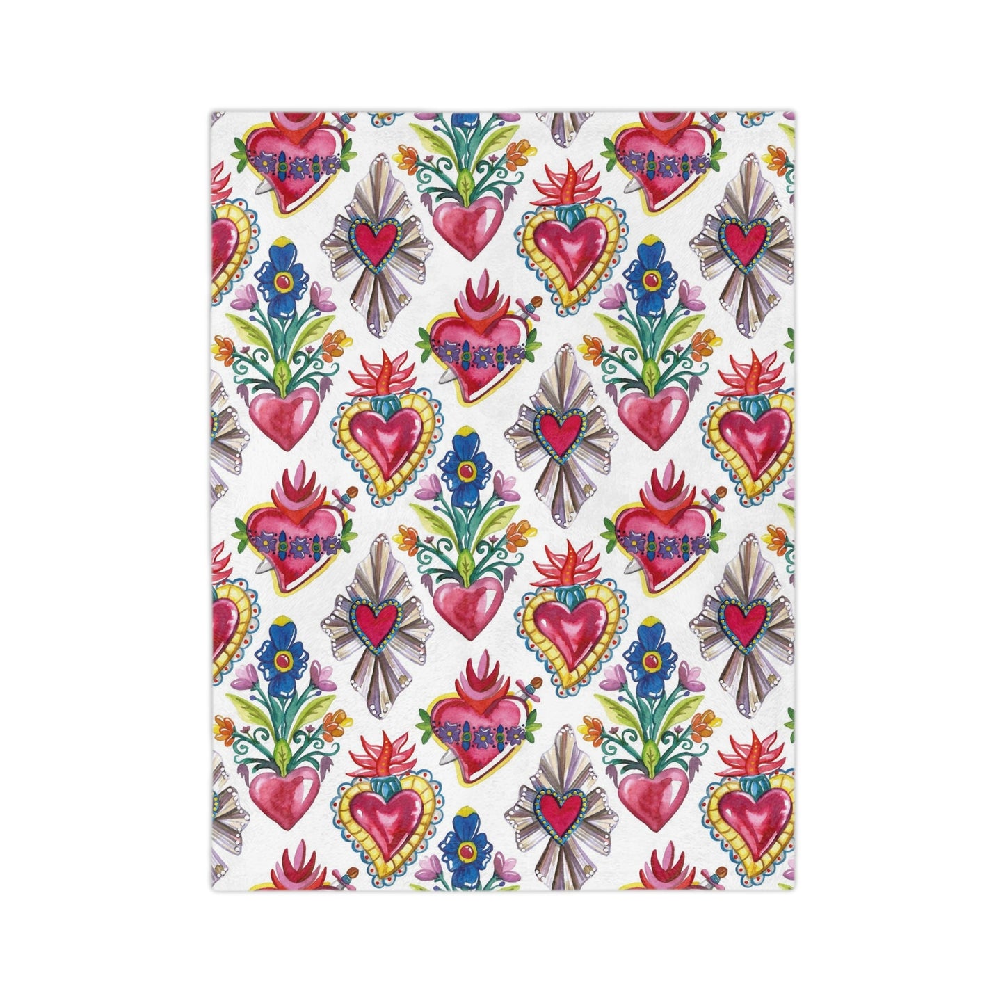 Mexican Sacred Heart Soft Printed Blanket - Sagrado Corazón Cobija