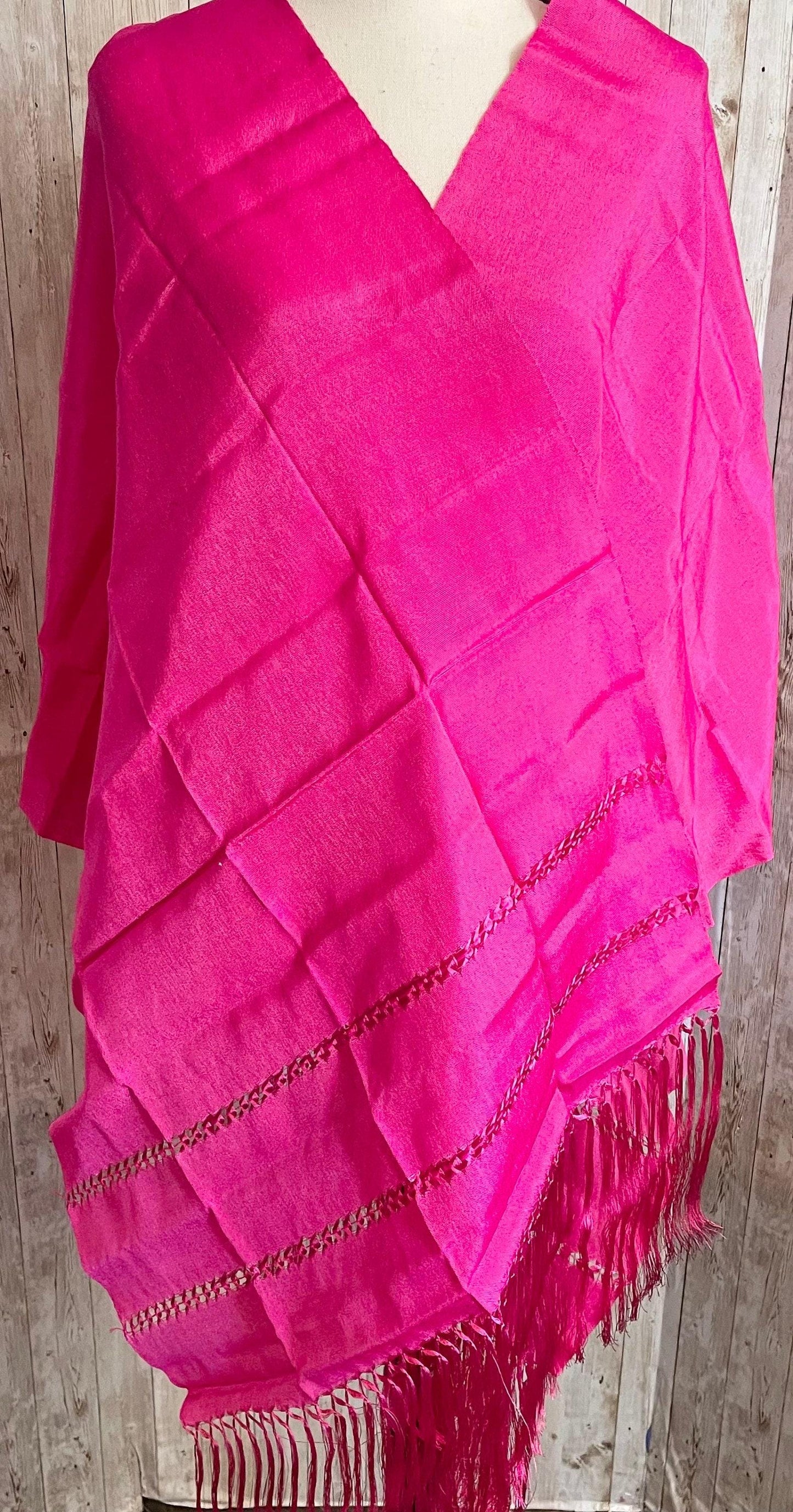 Mexican Rebozo Silk Hot Pink - Reboso Mexicano De Artiseda